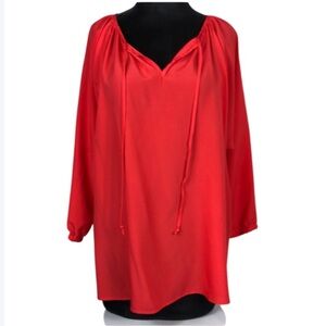 Michael Michael Kors Blouse Women’s Size Medium Coral Lightweight Tie Front Top